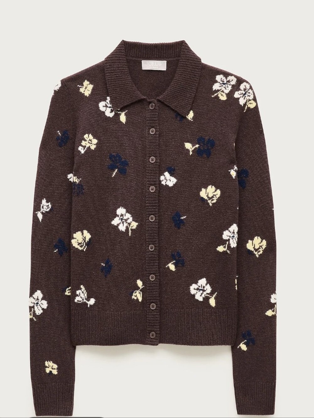 J Crew Cashmere floral jacquard cardigan sweater CR345 Size XS